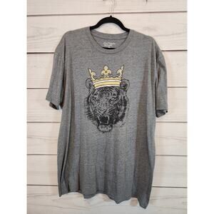 Live Outside The Limits Men's Gray Solid Tiger King Short Sleeve T-Shirt Size 2X